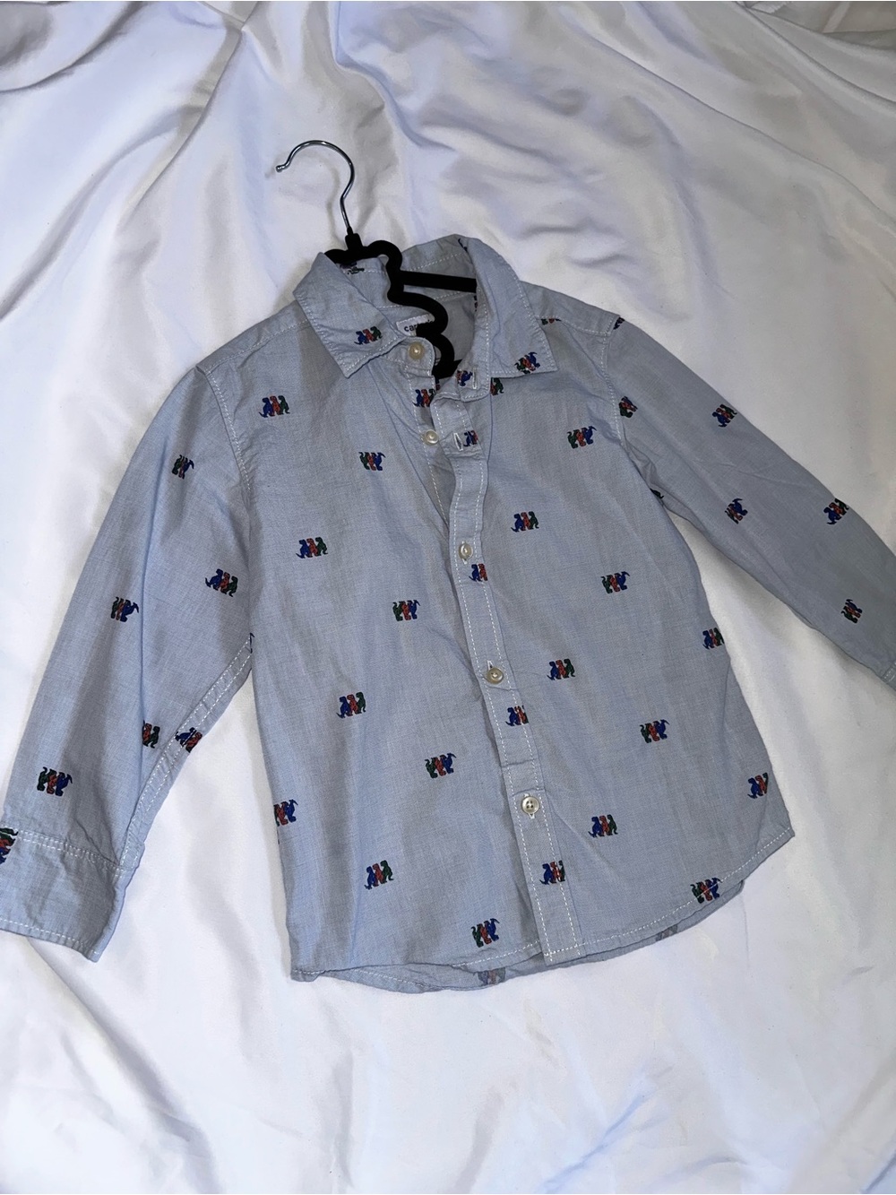 Carter's Light Blue Button-Down Shirt with Multicolor Embroidery